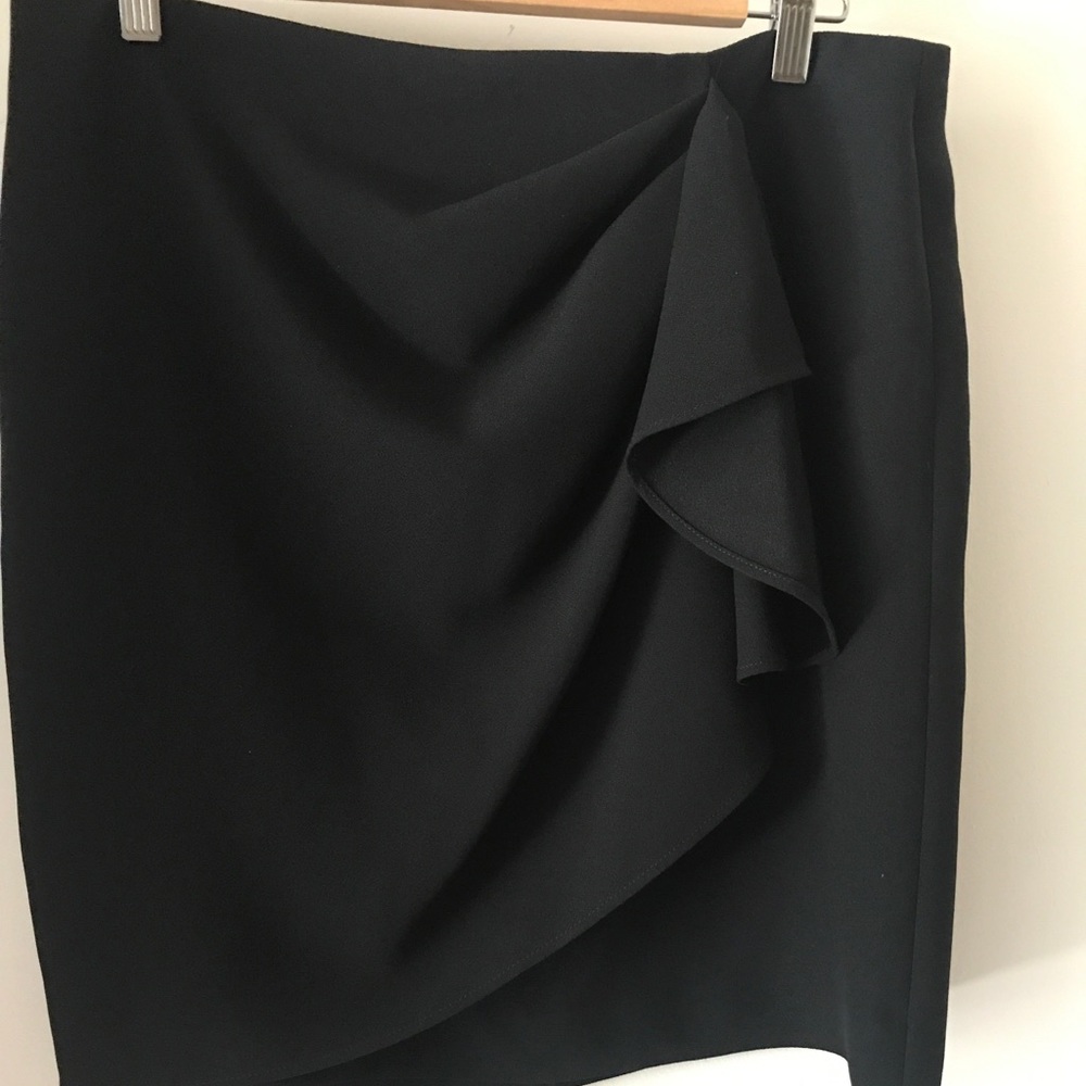 Zara basics black ruffle wrap style skirt